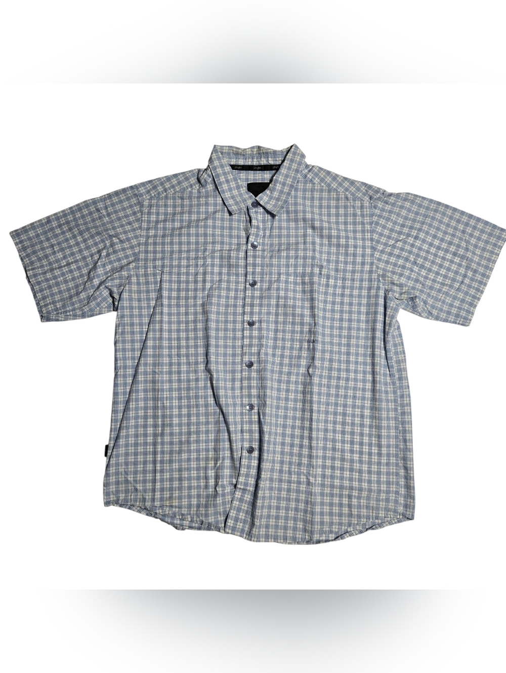 Sean John Mens 3XL Blue Plaid Short Sleeve Button Up Casual Shirt Pocket